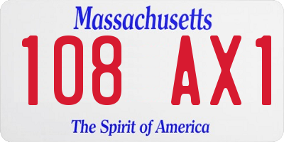 MA license plate 108AX1
