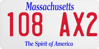 MA license plate 108AX2