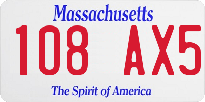 MA license plate 108AX5