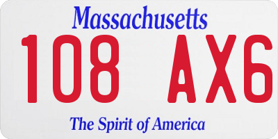 MA license plate 108AX6