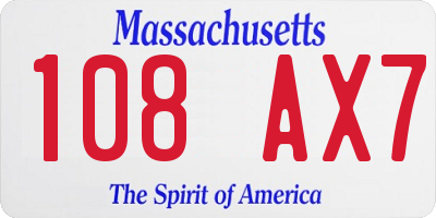 MA license plate 108AX7