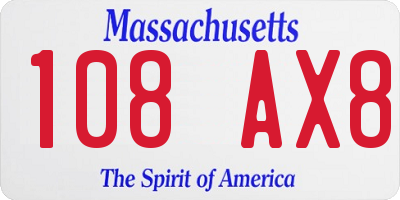 MA license plate 108AX8