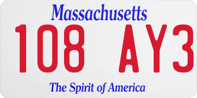 MA license plate 108AY3
