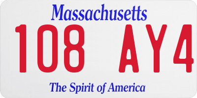 MA license plate 108AY4