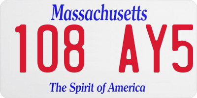 MA license plate 108AY5