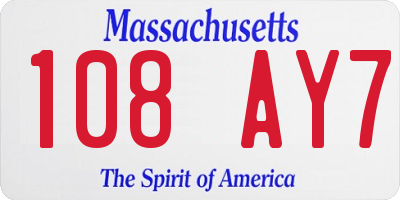 MA license plate 108AY7