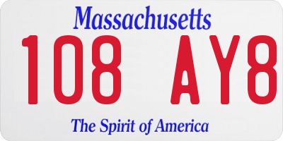 MA license plate 108AY8