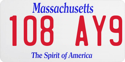MA license plate 108AY9