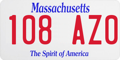 MA license plate 108AZ0