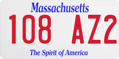 MA license plate 108AZ2