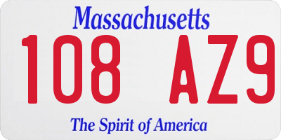 MA license plate 108AZ9