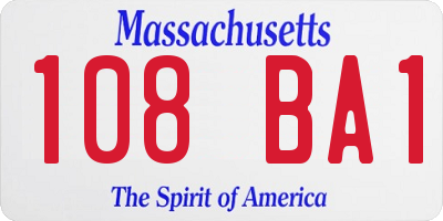 MA license plate 108BA1