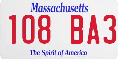 MA license plate 108BA3