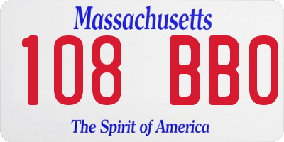 MA license plate 108BB0