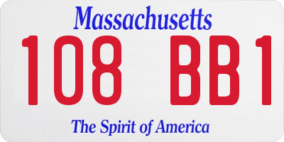 MA license plate 108BB1