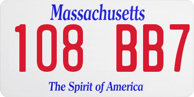 MA license plate 108BB7