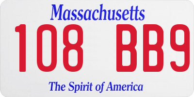 MA license plate 108BB9