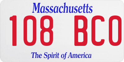 MA license plate 108BC0