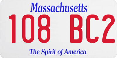 MA license plate 108BC2