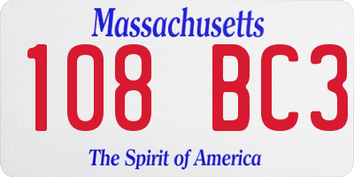 MA license plate 108BC3
