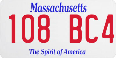 MA license plate 108BC4