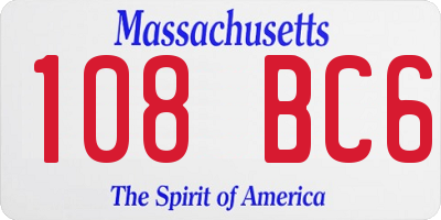 MA license plate 108BC6