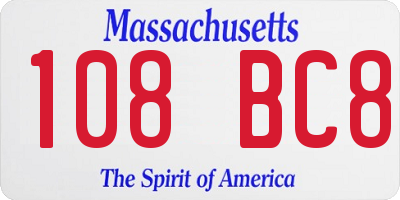 MA license plate 108BC8
