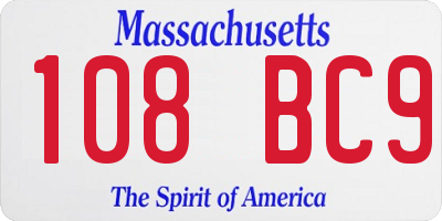 MA license plate 108BC9