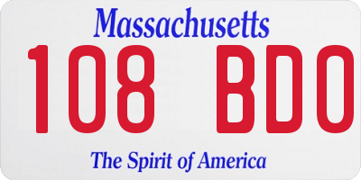 MA license plate 108BD0