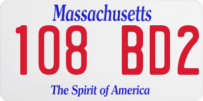 MA license plate 108BD2