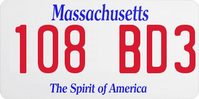MA license plate 108BD3