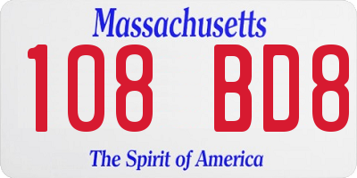 MA license plate 108BD8