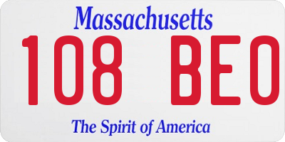 MA license plate 108BE0