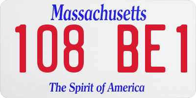 MA license plate 108BE1