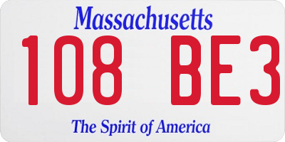 MA license plate 108BE3