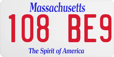 MA license plate 108BE9
