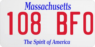 MA license plate 108BF0