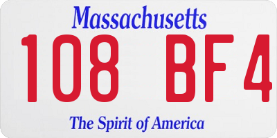 MA license plate 108BF4