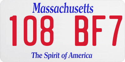 MA license plate 108BF7