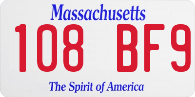 MA license plate 108BF9