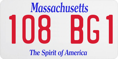 MA license plate 108BG1