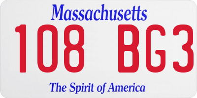 MA license plate 108BG3