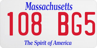 MA license plate 108BG5