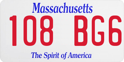 MA license plate 108BG6