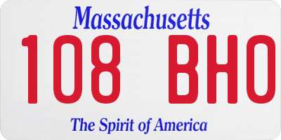 MA license plate 108BH0