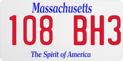 MA license plate 108BH3