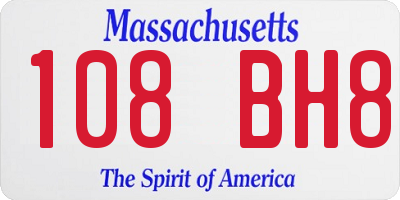 MA license plate 108BH8