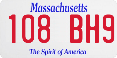 MA license plate 108BH9