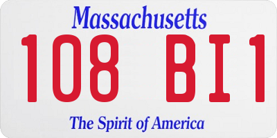 MA license plate 108BI1