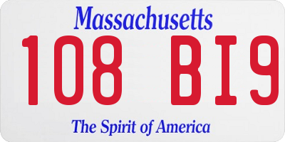 MA license plate 108BI9